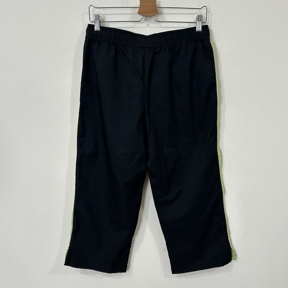 SJB Active Womens M Black Capri Pants Drawstring Waist Pockets Trim Slits Y2K - Picture 2 of 9